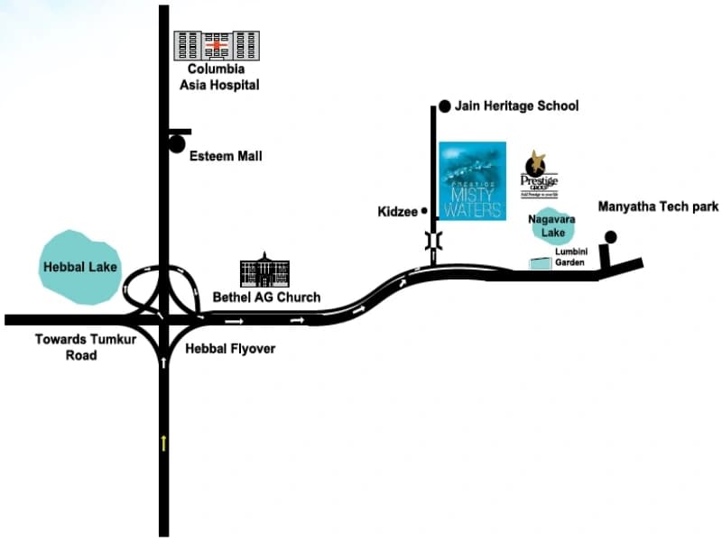 Prestige Misty Waters Location Map