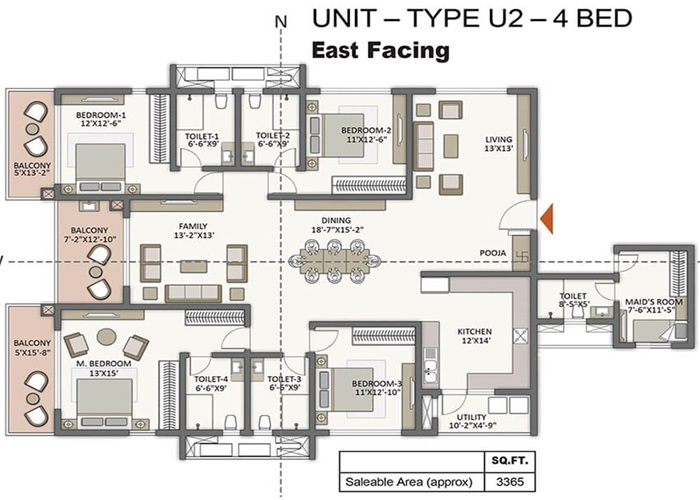The Prestige City Hyderabad 4 BHK Floor Plan